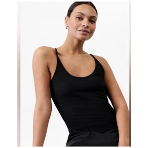 NWT Athleta Black Signature Rib Thin Strap Tank Top L